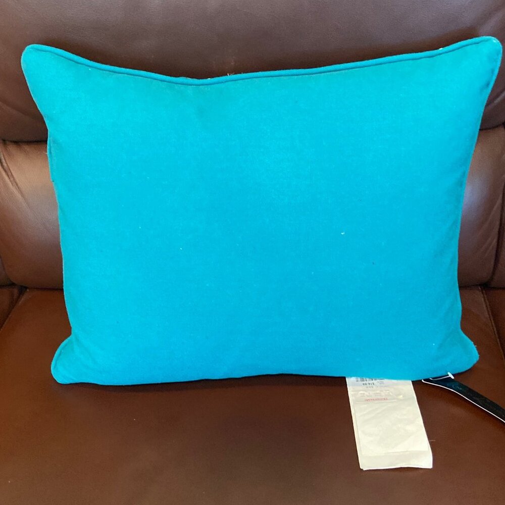 NEW Super Cute Turquoise w/Silver Birds Decorative‎ Pillow - Picture 2 of 2